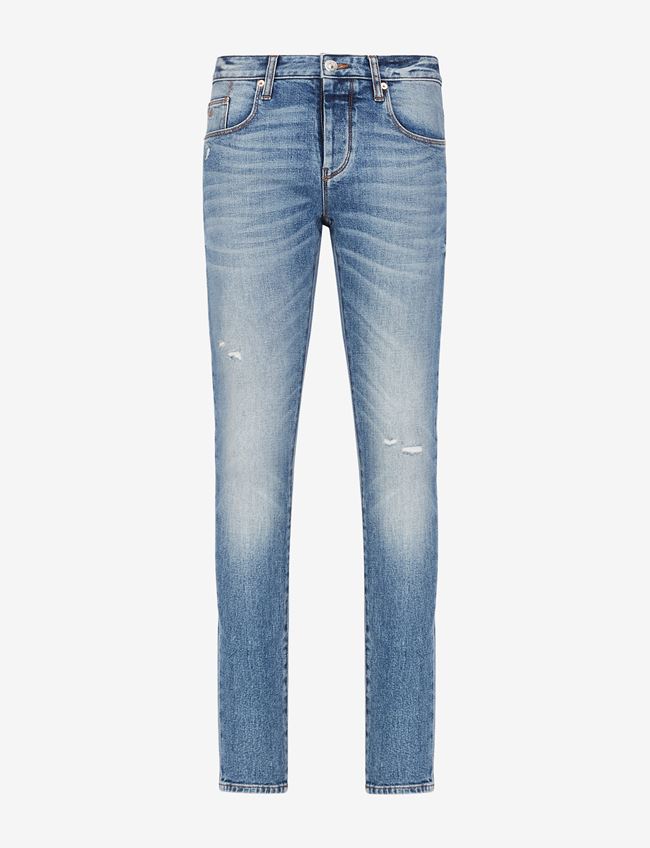 Armani Exchange Skinny Jeans Blau Baumwolle, Elastan