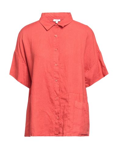Rossopuro Woman Shirt Tomato Red Size L Linen