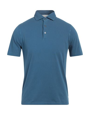 Filippo De Laurentiis Man Polo Shirt Slate Blue Size 44 Cotton
