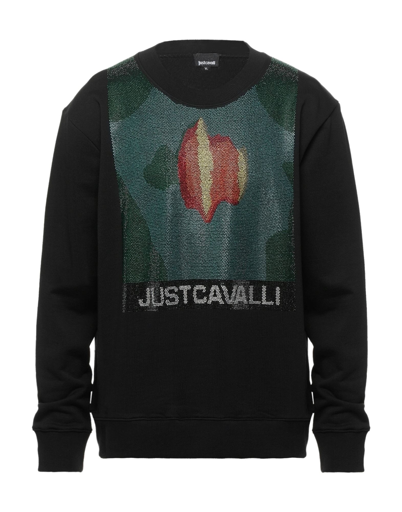 《セール開催中》JUST CAVALLI メンズ スウェットシャツ ブラック XS コットン 100% / ポリウレタン / ガラス