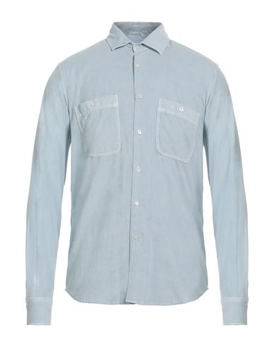 Shop Aspesi Man Shirt Sky Blue Size S Cotton