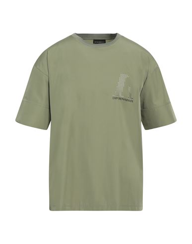 Emporio Armani Man T-shirt Sage Green Size Xl Polyester, Elastane