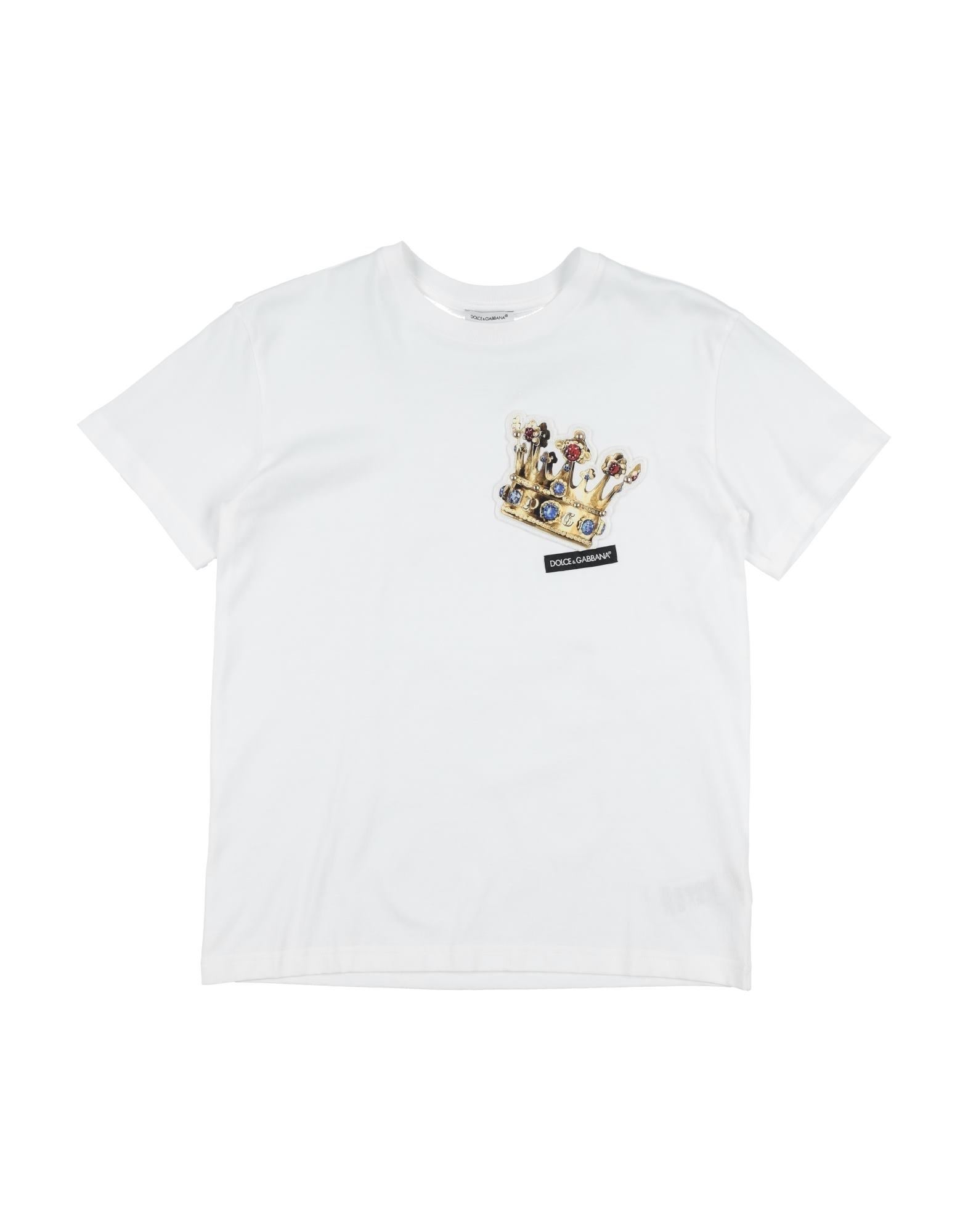 《セール開催中》DOLCE & GABBANA ボーイズ 9-16 歳 T シャツ ホワイト 9 コットン 100% / 真鍮/ブラス / ポリエステル / レーヨン