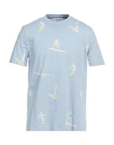 Shop Thom Browne Man T-shirt Sky Blue Size 3 Cotton, Elastane