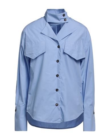 Tela Woman Shirt Azure Size 4 Cotton In Blue