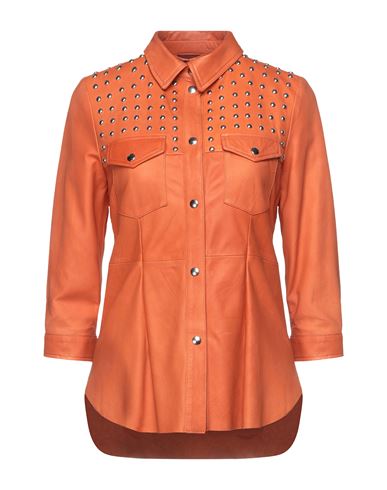 Vintage De Luxe Woman Shirt Orange Size 6 Soft Leather
