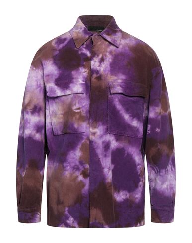 Man Shirt Dark purple Size L Cotton