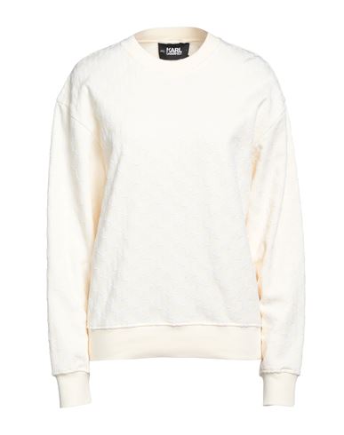 Karl Lagerfeld Unisex Allover Kl Flock Sweat Woman Sweatshirt Off White Size S Organic Cotton