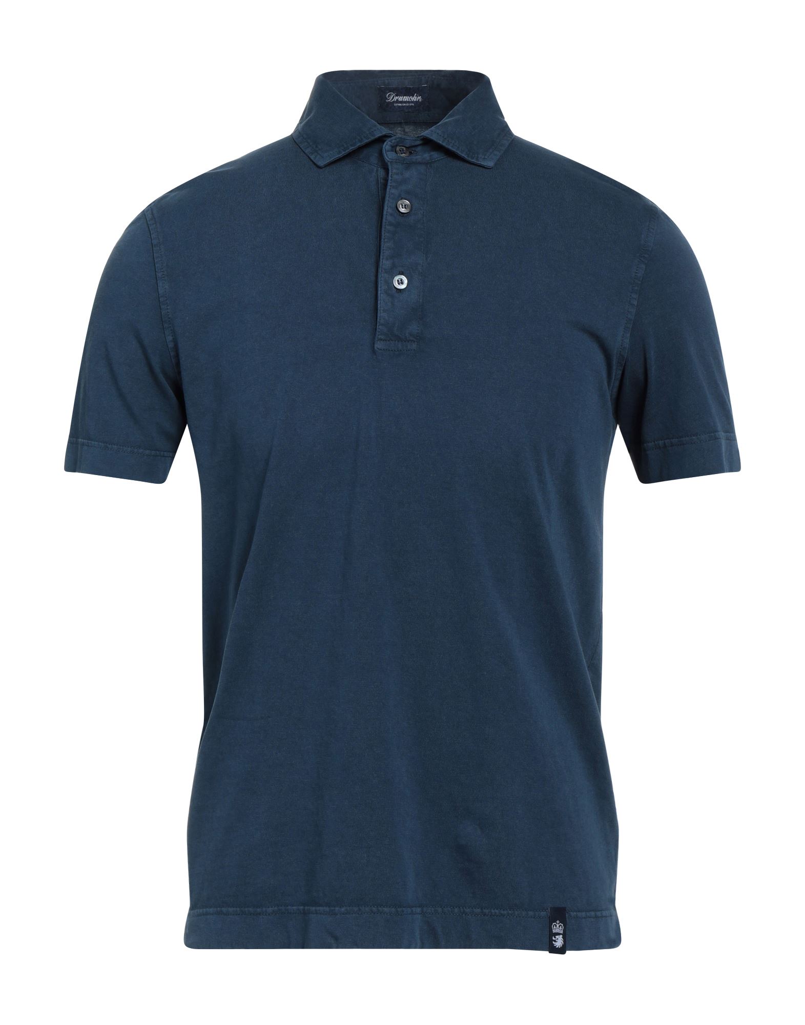 Drumohr Man Polo Shirt Midnight Blue Size S Cotton