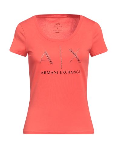 Armani Exchange Woman T-shirt Coral Size S Cotton In Red