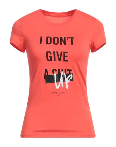 Armani Exchange Woman T-shirt Orange Size Xs Pima Cotton