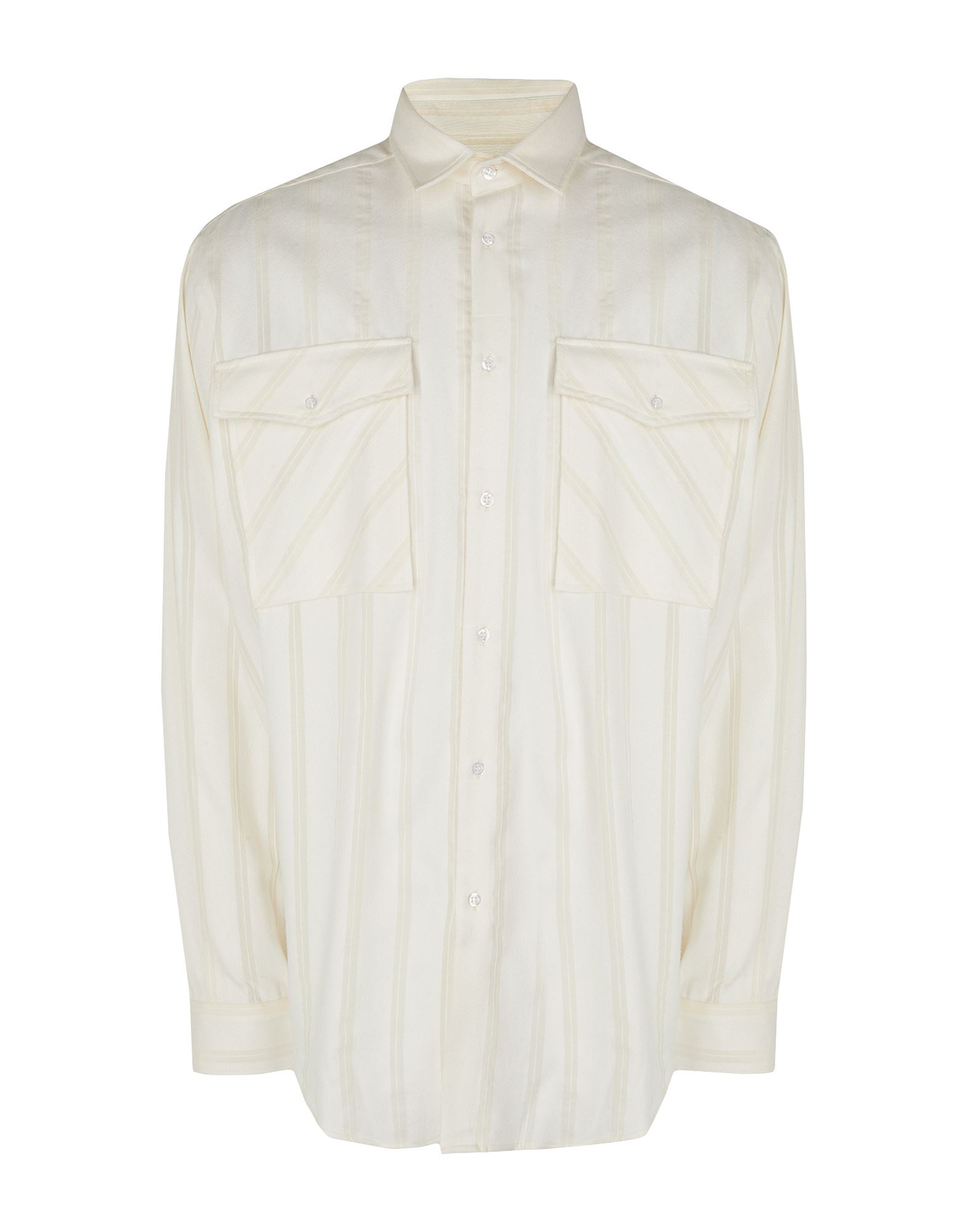 ＜YOOX＞ ★60%OFF！8 by YOOX メンズ シャツ アイボリー S コットン 49% / レーヨン 28% / アクリル 23% COTTON-BLEND PATCH-POCKETS OVER SHIRT