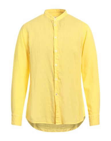 Shop Baronio Man Shirt Yellow Size Xl Linen