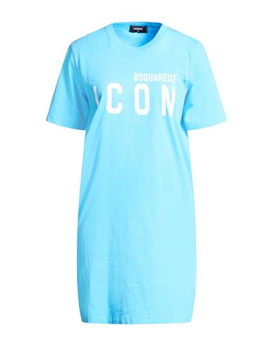 Dsquared2 Icon Woman Mini Dress Azure Size L Cotton In Blue