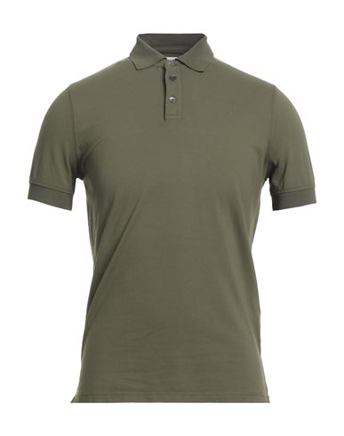 Alpha Studio Man Polo Shirt Military Green Size 36 Cotton, Elastane
