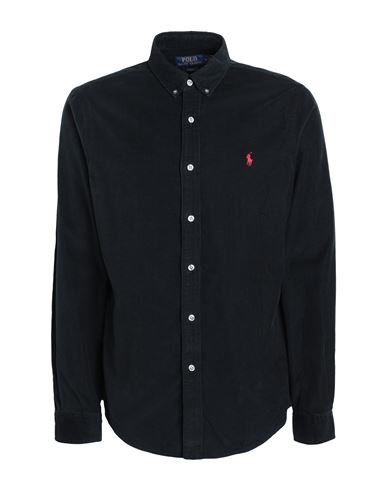 Polo Ralph Lauren Slim Fit Corduroy Shirt Man Shirt Black Size Xxl Cotton