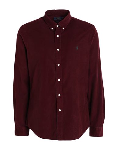 Polo Ralph Lauren Slim Fit Corduroy Shirt Man Shirt Deep Purple Size Xxl Cotton