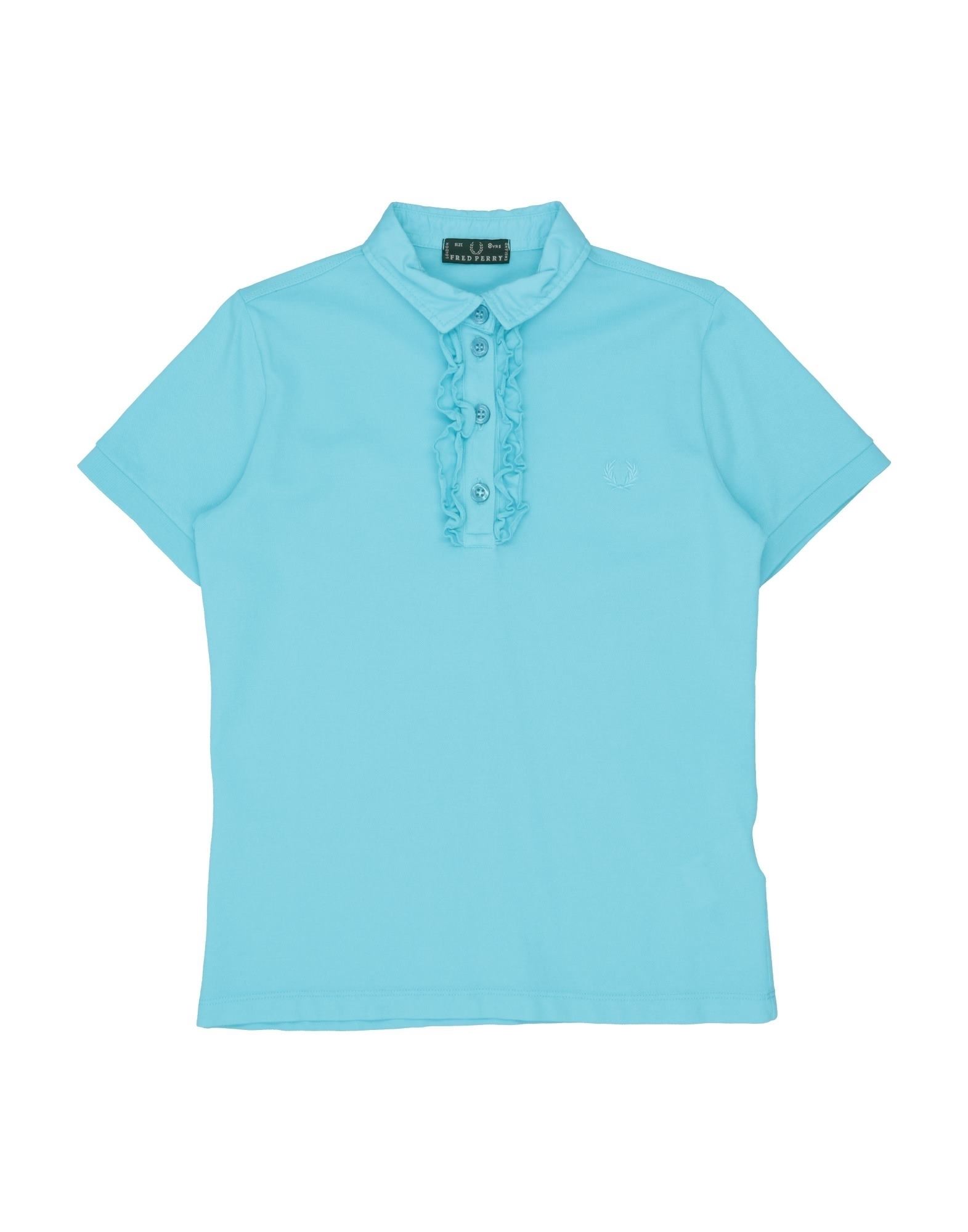 ＜YOOX＞ FRED PERRY ガールズ 3-8 歳 ポロシャツ アジュールブルー 8 コットン 95% / ポリウレタン 5%画像