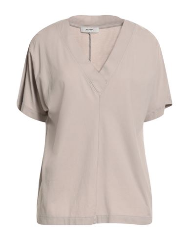 Alpha Studio Woman T-shirt Light Grey Size 8 Cotton, Elastane