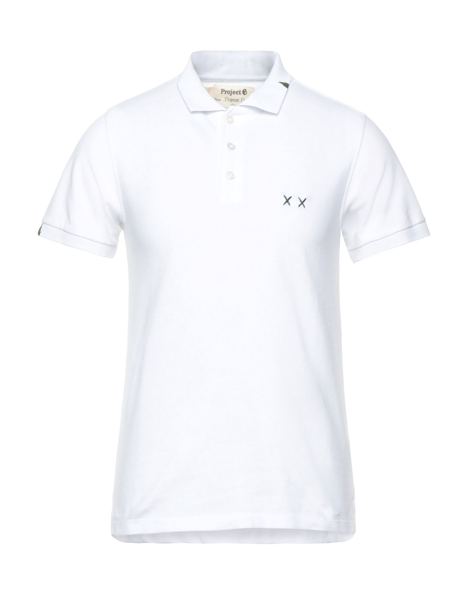 Project E Man Polo Shirt White Size Xl Cotton
