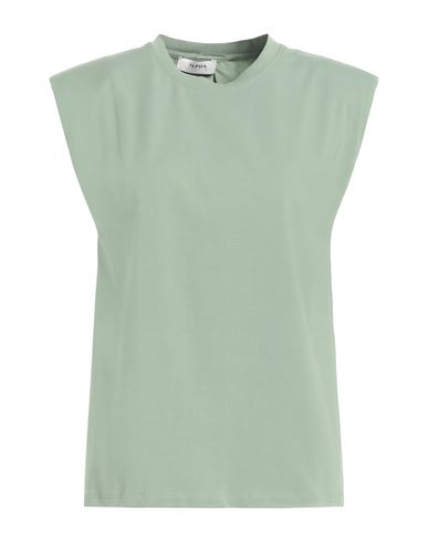 Alpha Studio Woman T-shirt Sage Green Size 6 Cotton, Elastane