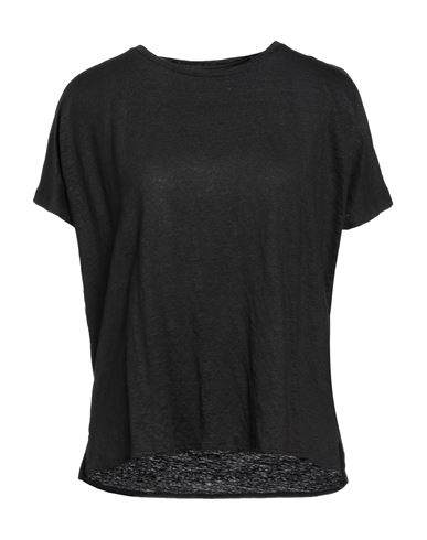 Majestic Filatures Woman T-shirt Black Size 3 Linen, Elastane