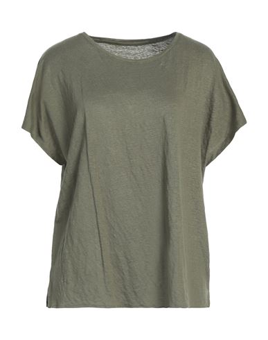 Majestic Filatures Woman T-shirt Military Green Size 3 Linen, Elastane