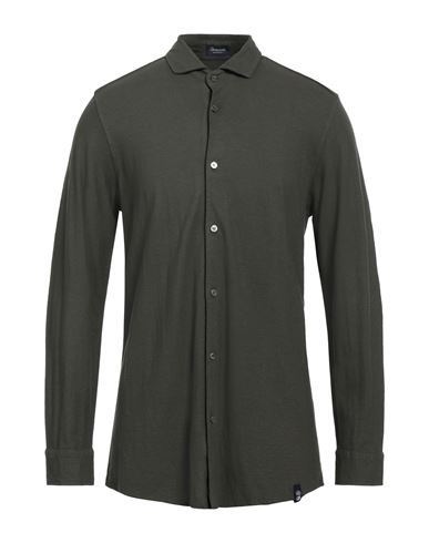 Drumohr Man Shirt Military Green Size Xxl Cotton, Linen