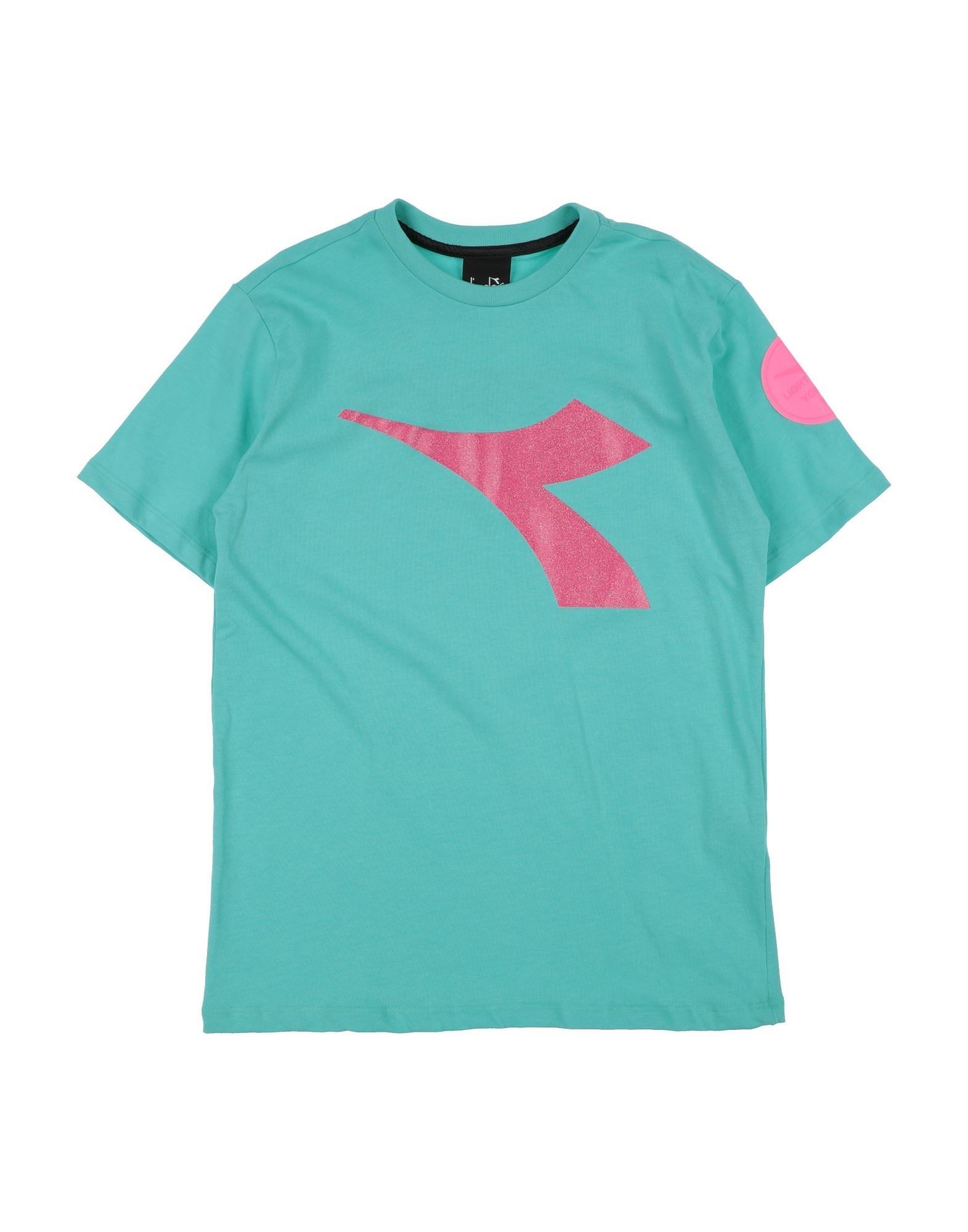 Diadora Kids' T-shirts In Turquoise