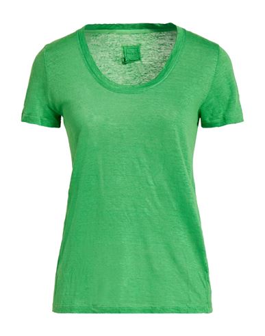120% Lino Woman T-shirt Green Size S Linen In Green