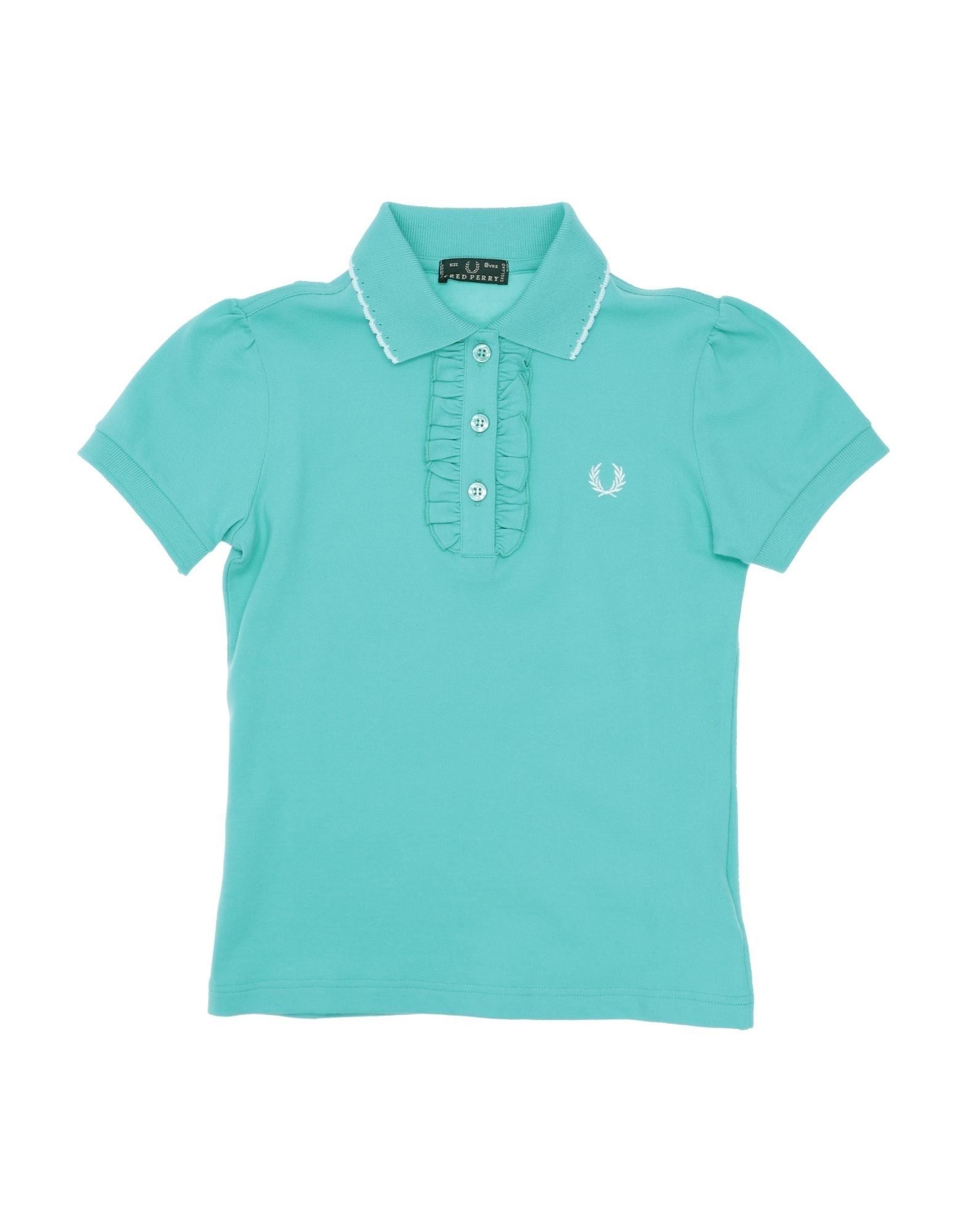 ＜YOOX＞ FRED PERRY ガールズ 3-8 歳 ポロシャツ ターコイズブルー 8 コットン 95% / ポリウレタン 5%画像