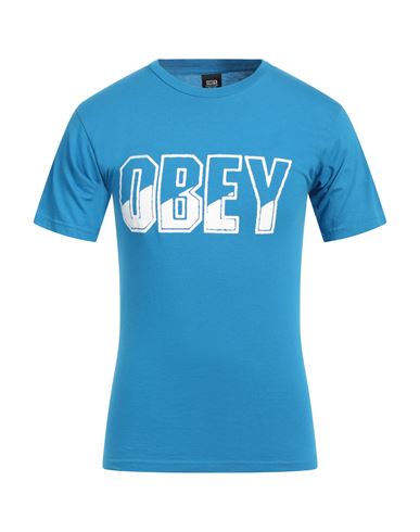 Obey Man T-shirt Azure Size S Cotton In Blue