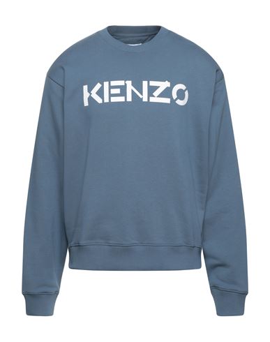 Shop Kenzo Man Sweatshirt Slate Blue Size Xs Cotton