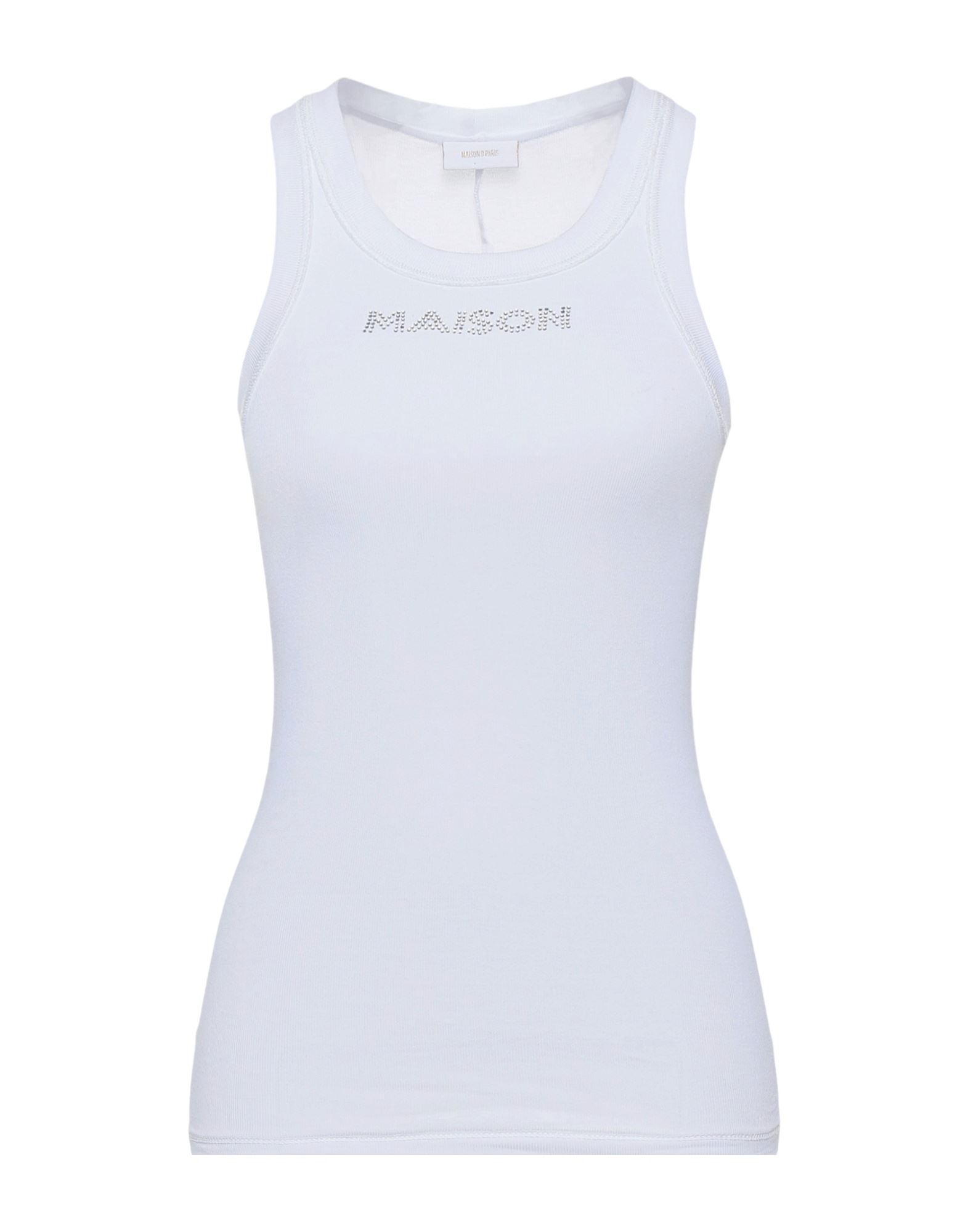 ＜YOOX＞ MAISON 9 Paris レディース タンクトップ ホワイト XS コットン 100%画像