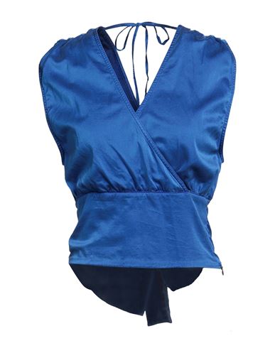 Jijil Woman Top Blue Size 8 Cotton, Silk, Elastane