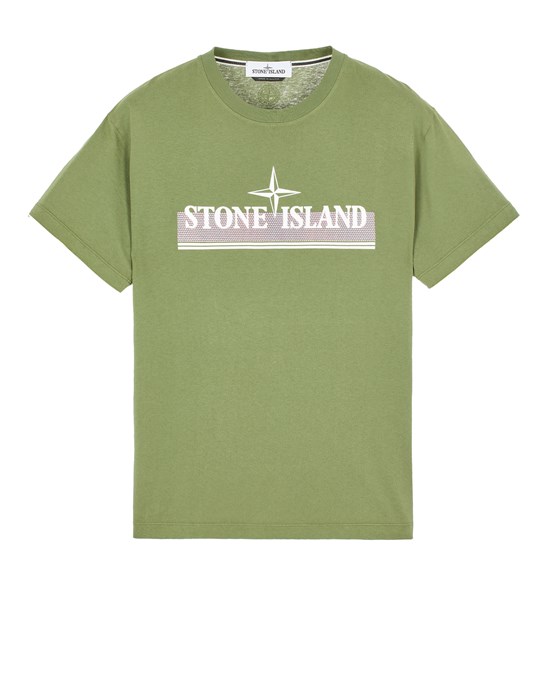  STONE ISLAND 2NS92 30/1 COTTON JERSEY 'TRICROMIA ONE' PRINT_GARMENT DYED 短袖 T 恤 男士 橄榄绿色