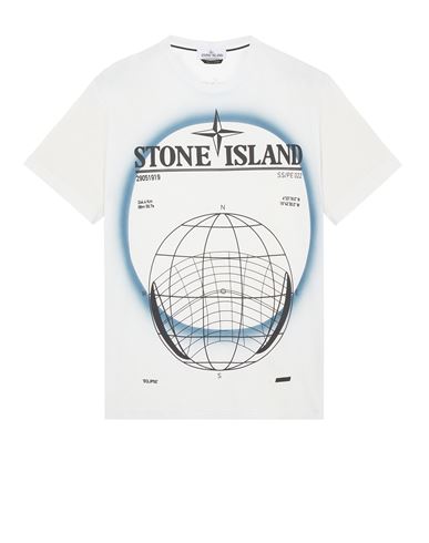 STONE ISLAND 2NS96 30/1 COTTON JERSEY 'SOLAR ECLIPSE TWO' PRINT_GARMENT DYED Short sleeve t-shirt Man Ice EUR 133