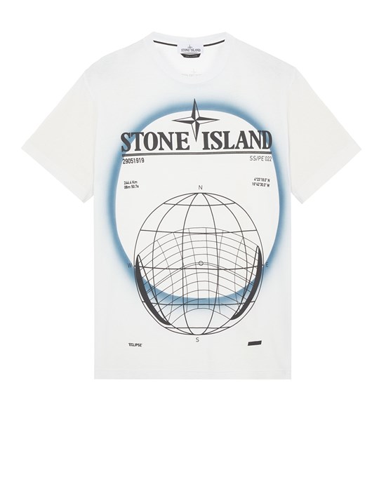  STONE ISLAND 2NS96 30/1 COTTON JERSEY 'SOLAR ECLIPSE TWO' PRINT_GARMENT DYED Short sleeve t-shirt Man Ice