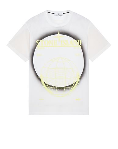 STONE ISLAND 2NS96 30/1 COTTON JERSEY 'SOLAR ECLIPSE TWO' PRINT_GARMENT DYED Short sleeve t-shirt Man White CAD 290
