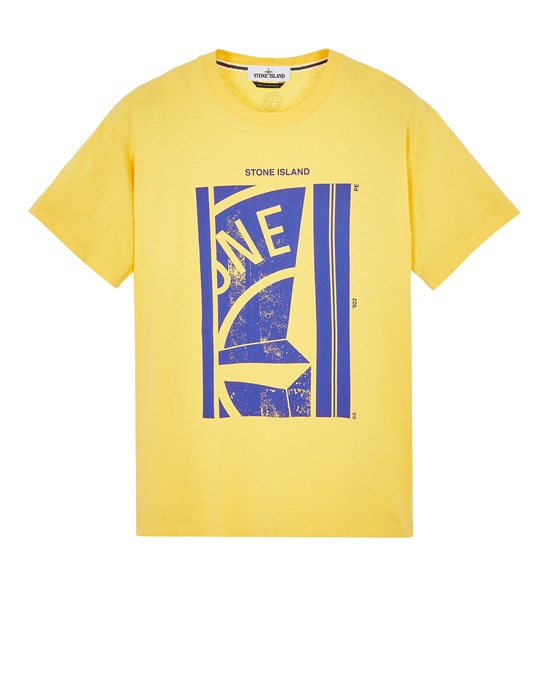  STONE ISLAND 2NS89 COTTON JERSEY 'MOSAIC FOUR' PRINT Short sleeve t-shirt Man Yellow