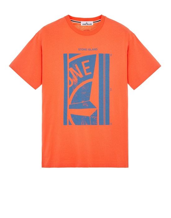  STONE ISLAND 2NS89 COTTON JERSEY 'MOSAIC FOUR' PRINT 短袖 T 恤 男士 橙色