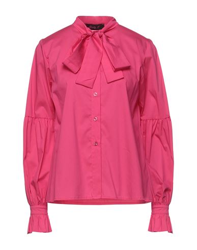 Giulia N Woman Shirt Fuchsia Size L Polyester, Cotton, Polyamide In Pink