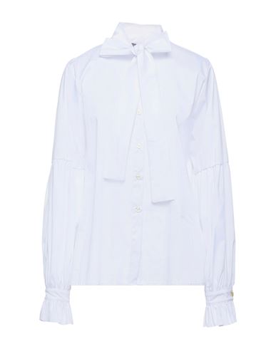 Giulia N Woman Shirt White Size L Polyester, Cotton, Polyamide