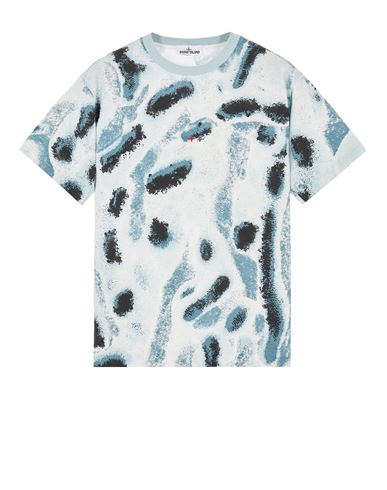 STONE ISLAND 211X6 COTTON JERSEY 'REEF CAMO' PRINT – S.I. MARINA T-shirt manches courtes Homme Aqua EUR 200