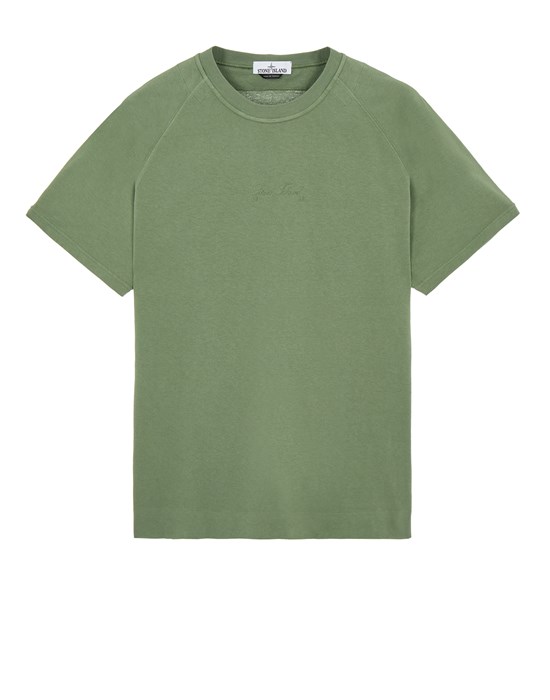  STONE ISLAND 214Q3 COTTON JERSEY_GARMENT DYED 82/22 T-shirt manches courtes Homme Vert olive
