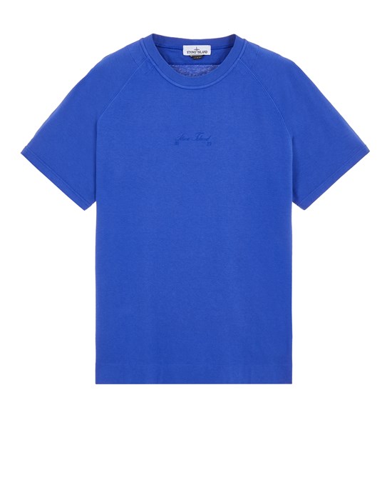  STONE ISLAND 214Q3 COTTON JERSEY_GARMENT DYED 82/22 T-shirt manches courtes Homme Bleuet