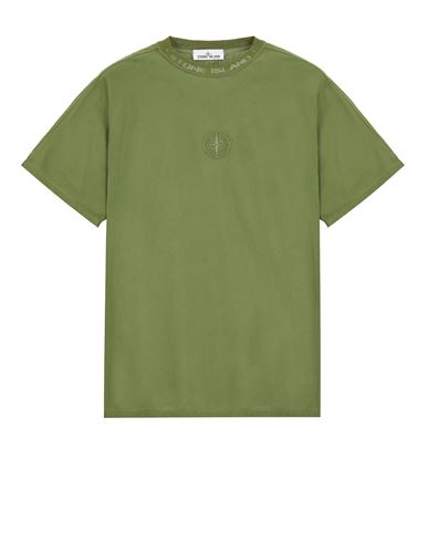 STONE ISLAND 206E5 TEXTURED COTTON JERSEY  Short sleeve t-shirt Man Olive Green EUR 180