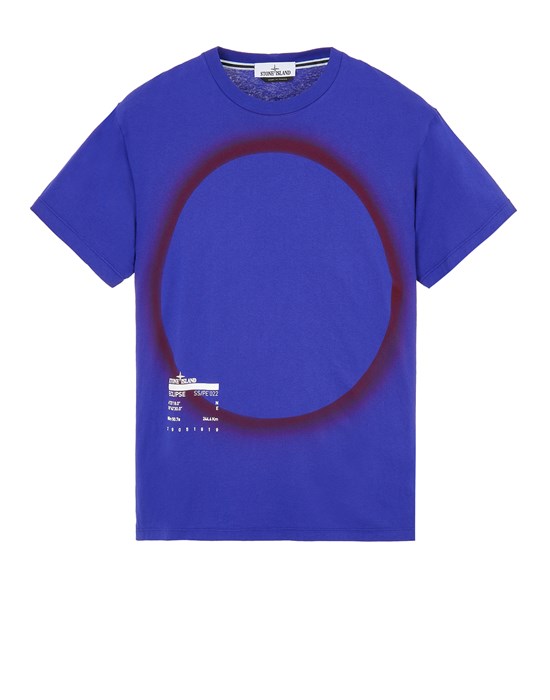  STONE ISLAND 2NS95 30/1 COTTON JERSEY 'SOLAR ECLIPSE ONE' PRINT_GARMENT DYED Short sleeve t-shirt Man Ultramarine Blue