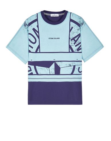 STONE ISLAND 22386 COTTON JERSEY 'MOSAIC ONE' PRINT  T-shirt manches courtes Homme Bleu Roi EUR 140