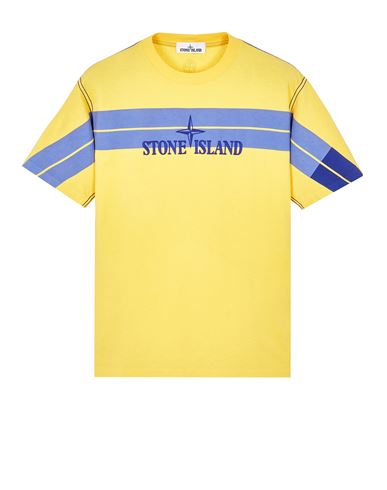 STONE ISLAND 20847 COTTON JERSEY 'INVERSE STRIPE ONE' PRINT_GARMENT DYED T-Shirt Herr Gelb EUR 150